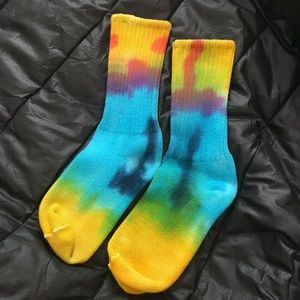 Pure Organic Cotton Tie Dye Rainbow Crew Socks Women's sz 6 7 8 9 10